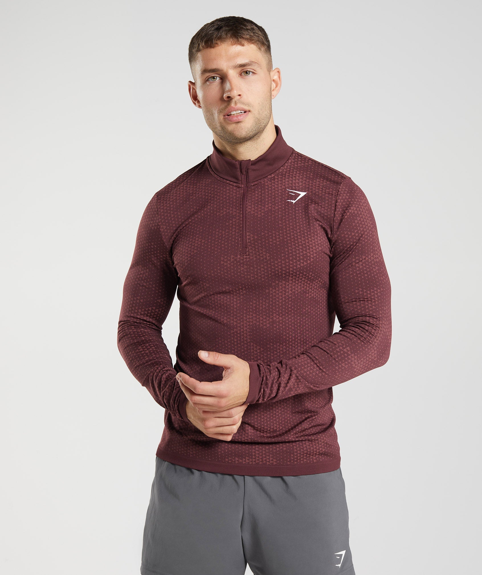 Tops Gymshark Deporte Seamless 1/4 Zip Hombre Burdeos Rojas | 5160349-OE