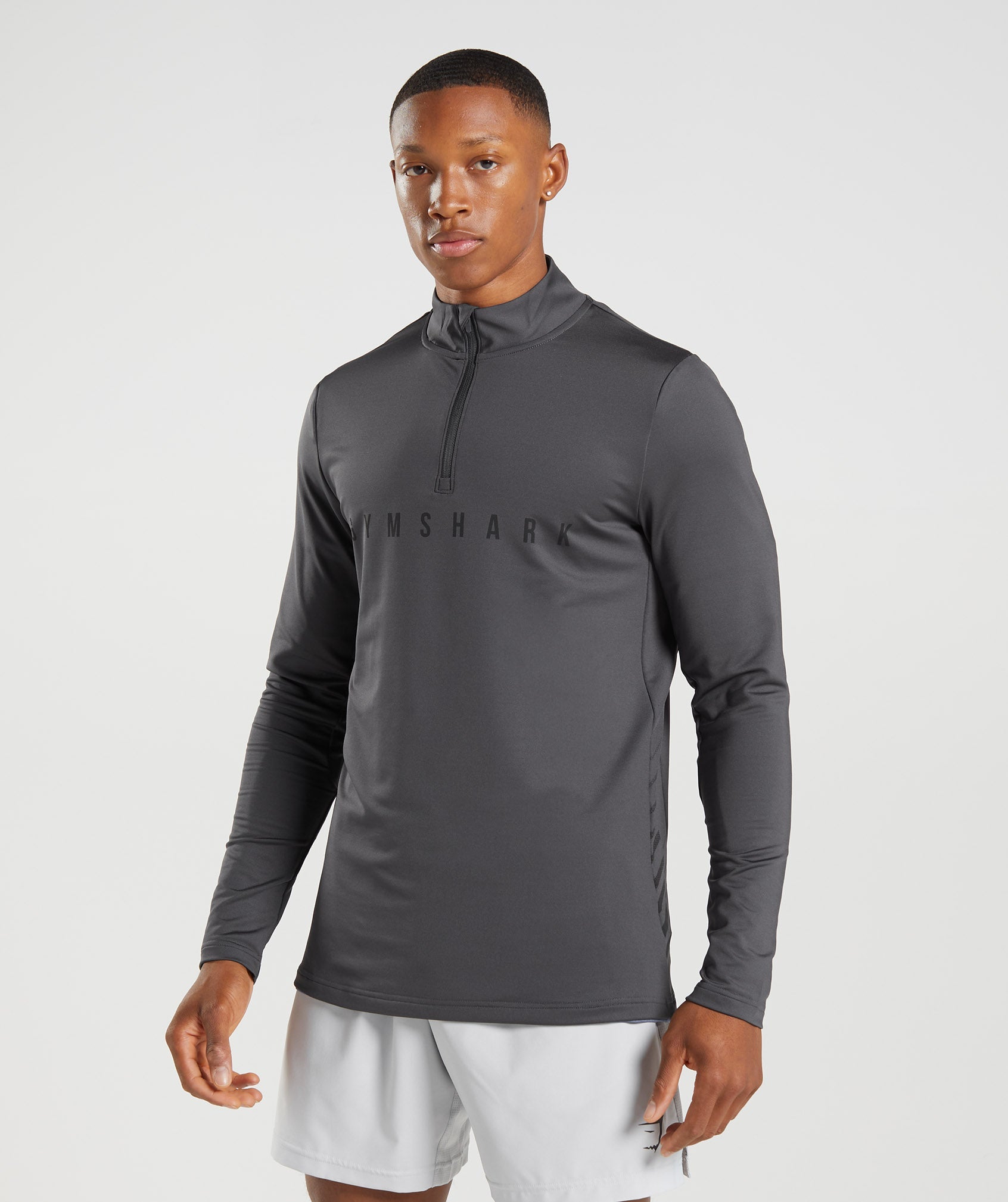 Tops Gymshark Deporte Stripe 1/4 Zip Hombre Gris | 4762815-TM