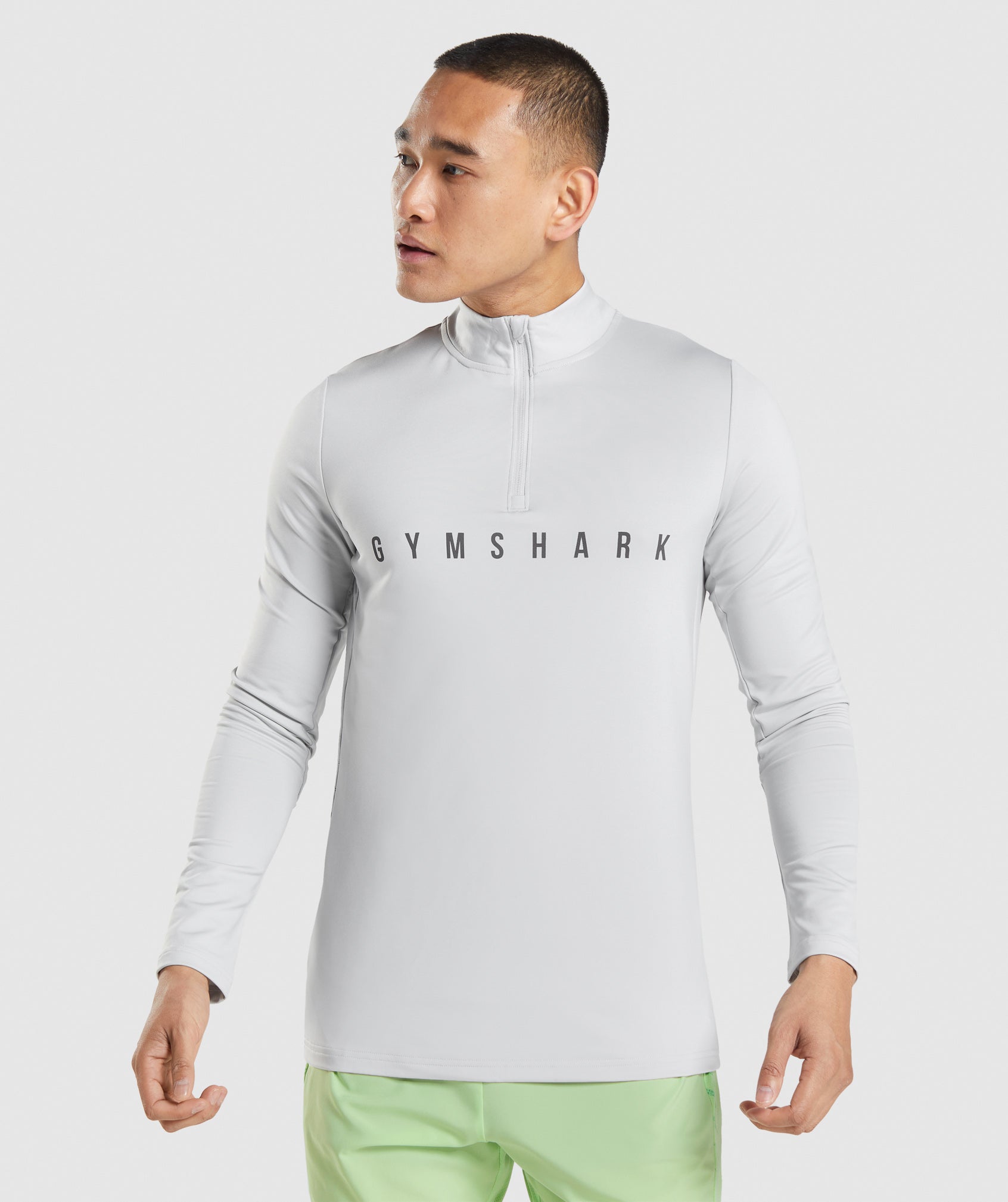 Tops Gymshark Deporte Stripe 1/4 Zip Hombre Gris Claro | 4790856-JB