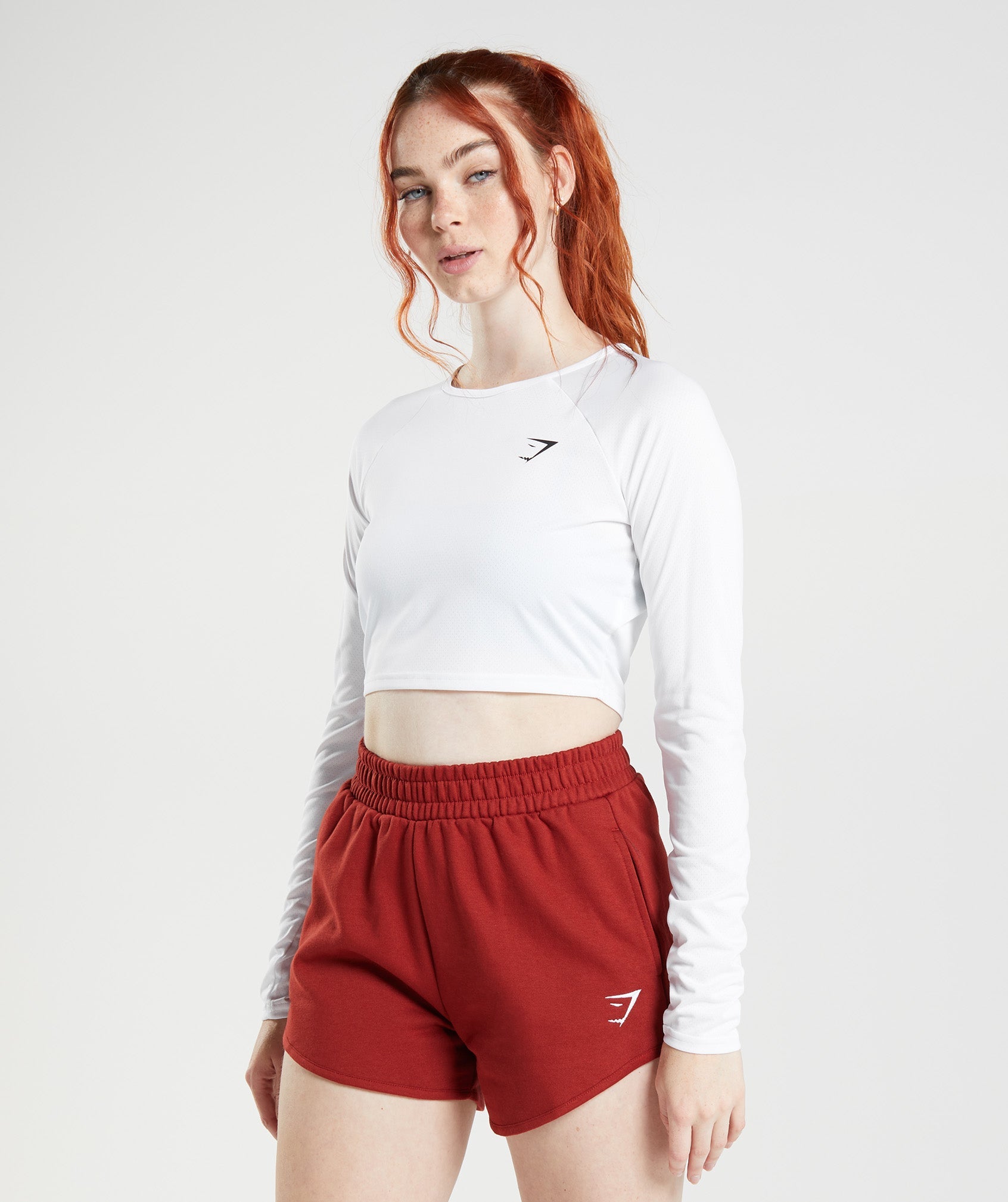 Tops Gymshark Entrenamiento Long Sleeve Crop Mujer Blancas | 5261908-NE