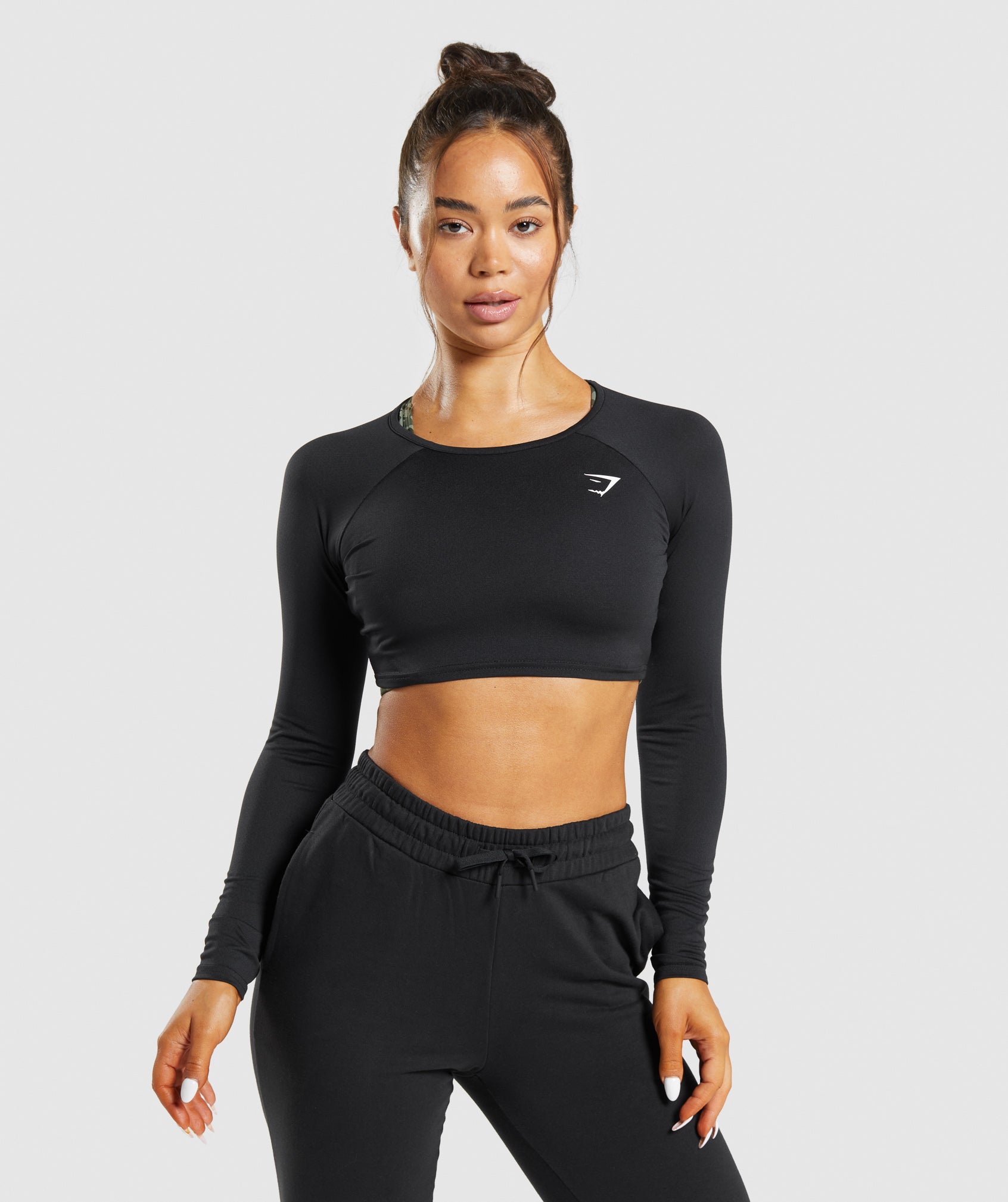 Tops Gymshark Entrenamiento Long Sleeve Crop Mujer Negras | 8026439-VR