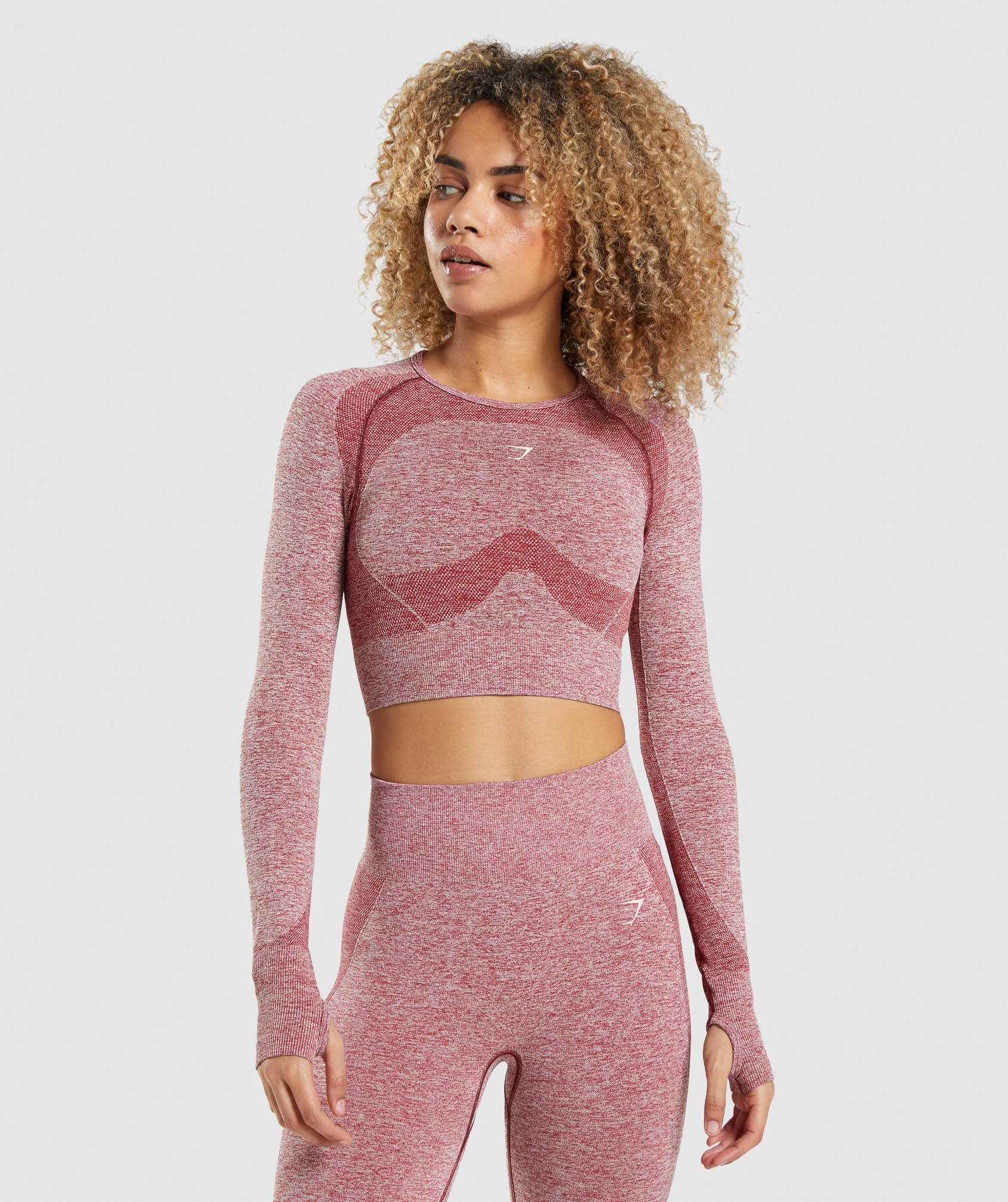 Tops Gymshark Flex Sports Long Sleeve Crop Mujer Burdeos | 7489305-BN