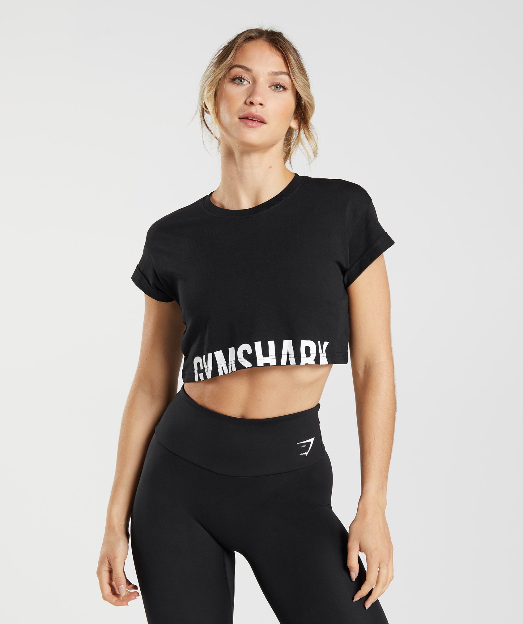 Tops Gymshark Fraction Crop Mujer Negras | 0361429-MI