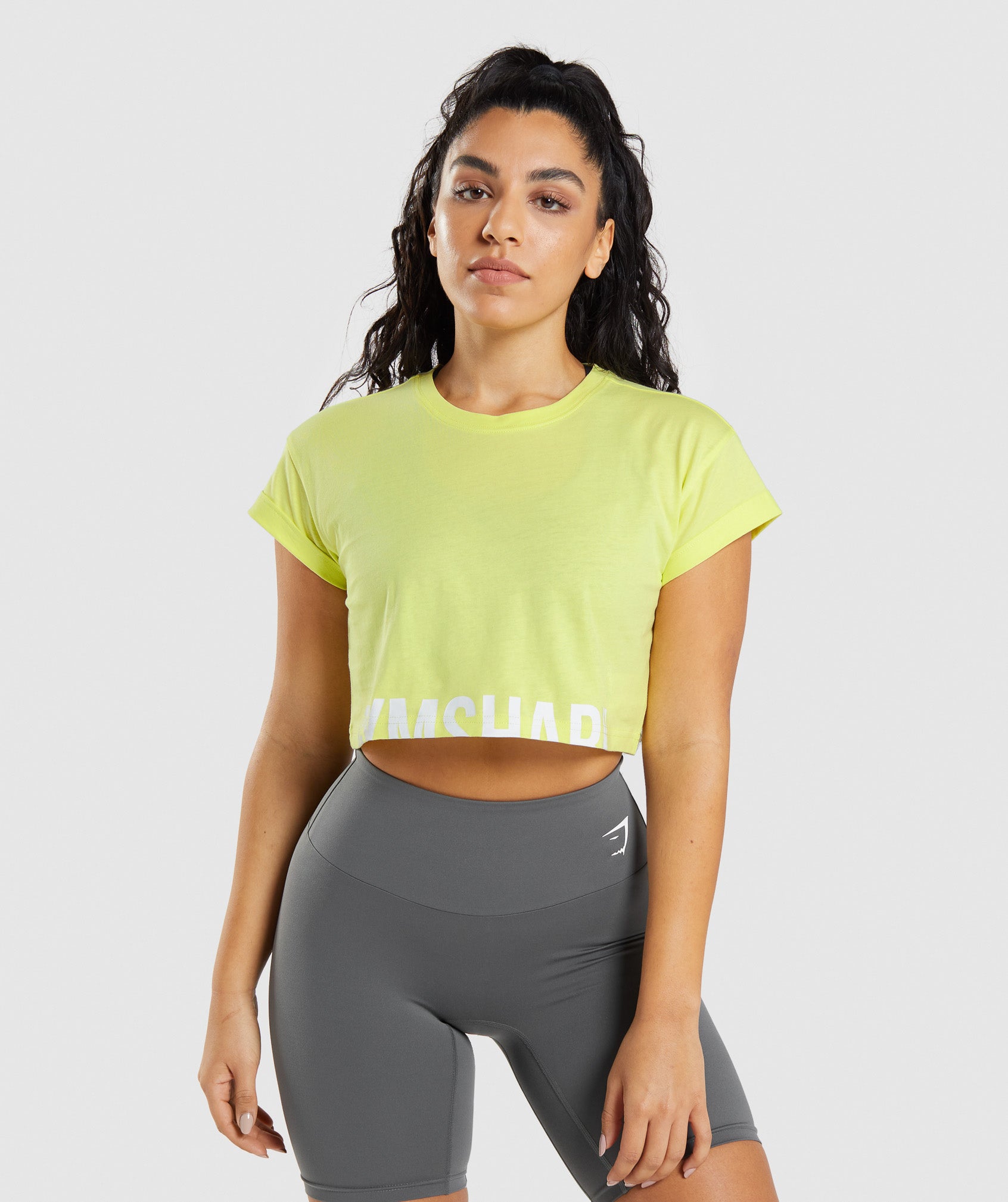 Tops Gymshark Fraction Crop Mujer Verde | 5829410-SI