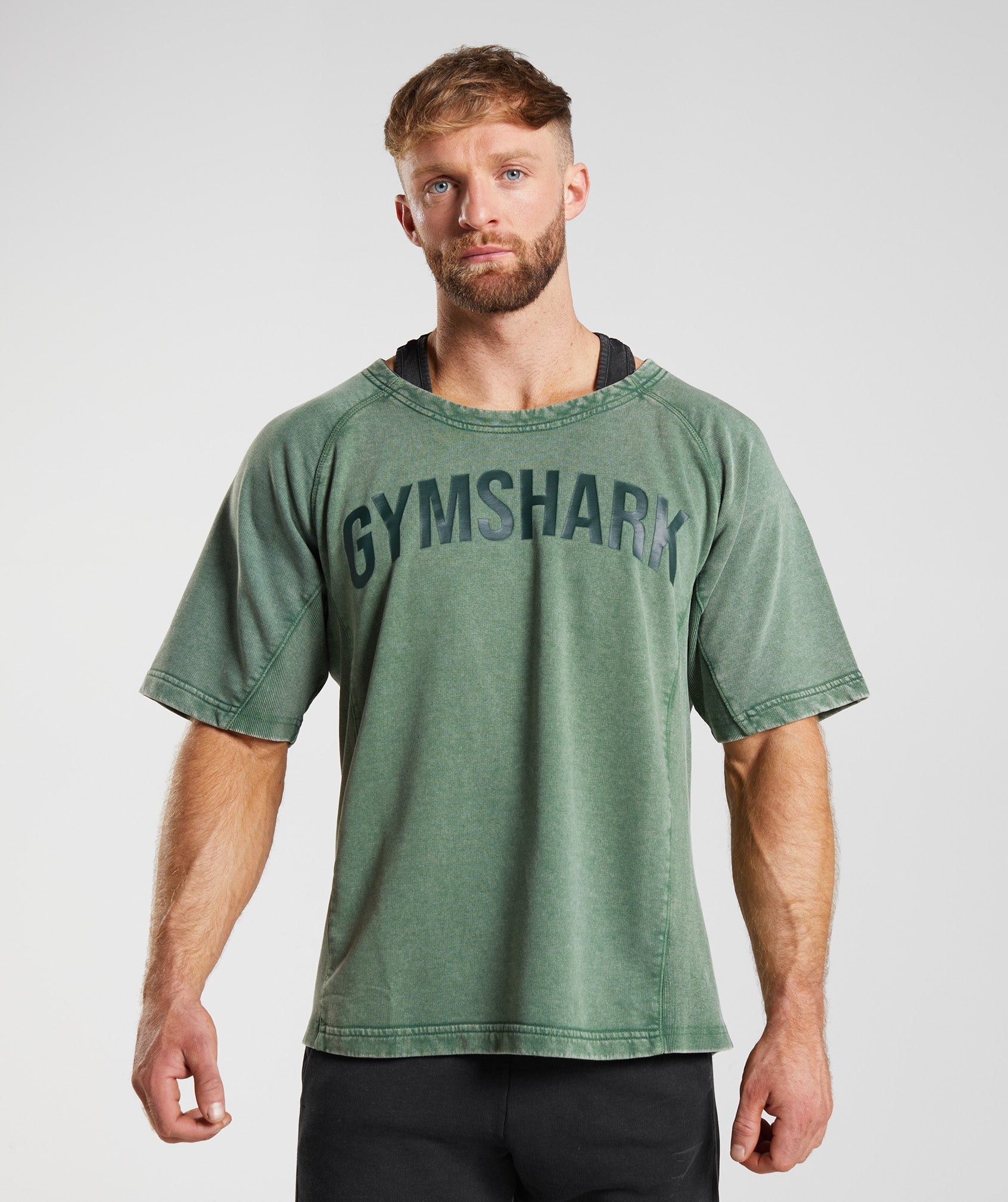 Tops Gymshark Power Washed Rag Hombre Verde | 5048179-HA