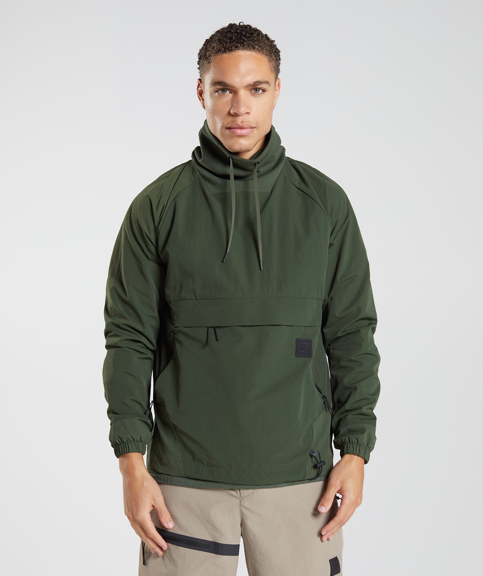 Tops Gymshark Retake Anorak Hombre Verde Oliva | 3091576-YO