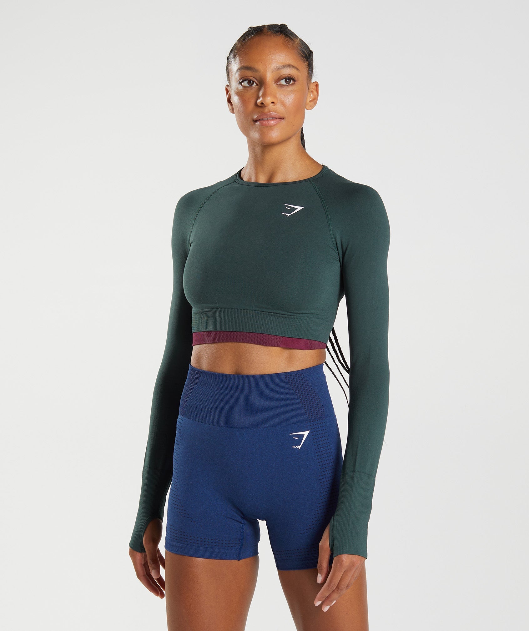 Tops Gymshark Vital Seamless 2.0 Crop Mujer Verde | 5132896-FI